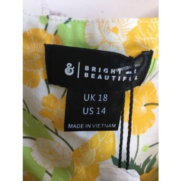 Bright & Beautiful Women’s Plus Yellow Floral Jumpsuit Romper Sz 14 - Picture 4 of 8